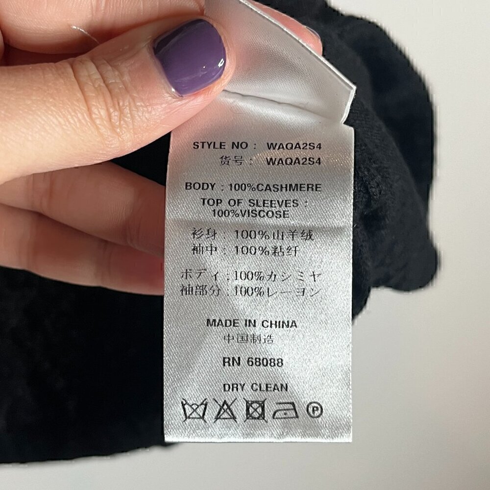 TSE Italian Yarn black mixed media cashmere sweater - Picture 6 of 7
